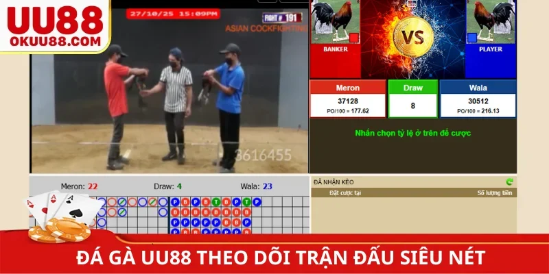 Đá gà UU88 theo dõi trận đấu siêu nét