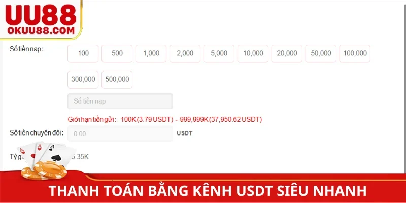 Thanh toán bằng kênh USDT siêu nhanh